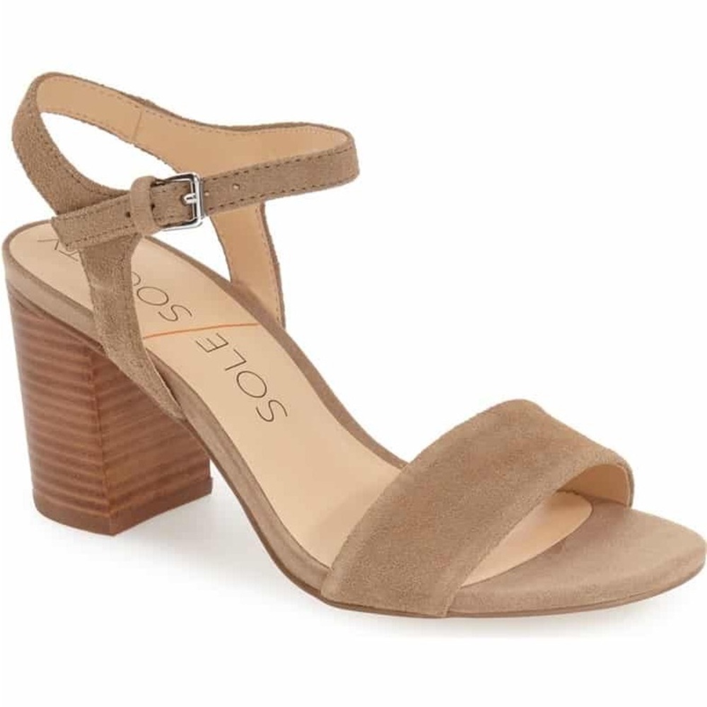 Sole Society Brown Suede Block Heel Sandals